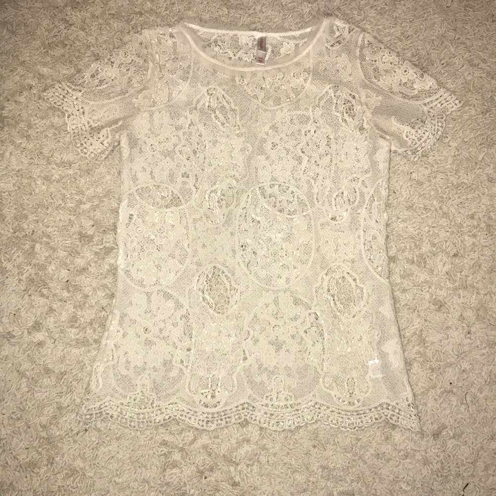 White lace shirt!